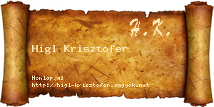 Higl Krisztofer névjegykártya